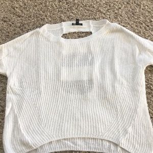 White,crop, ladder back sweater